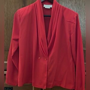 NWT Anna Kriste Petite Button Down Drape Neck Long Sleeve Blouse Vintage VTG 90s